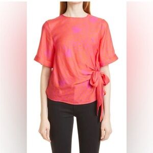NWT Ted Baker Vibrant Pink Blouse with Side Tie
